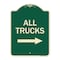 Signmission Driveway All Trucks W/ Right Arrow Heavy-Gauge Aluminum Architectural Sign, 24" x 18", G-1824-24129 A-DES-G-1824-24129 - alternate 1